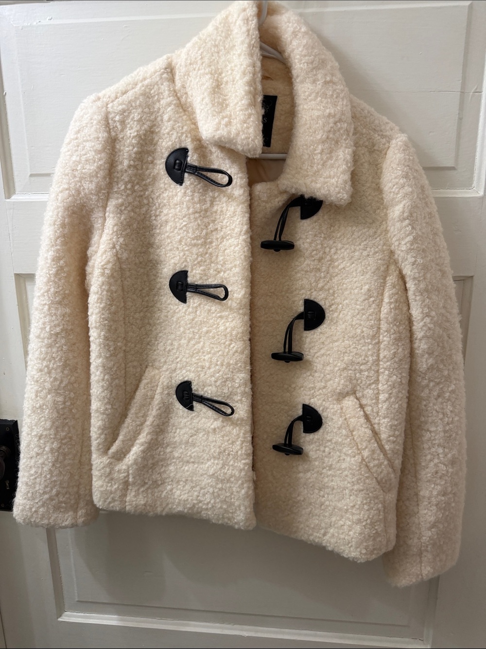 Talbots Cream Teddy Sherpa Toggle Jacket